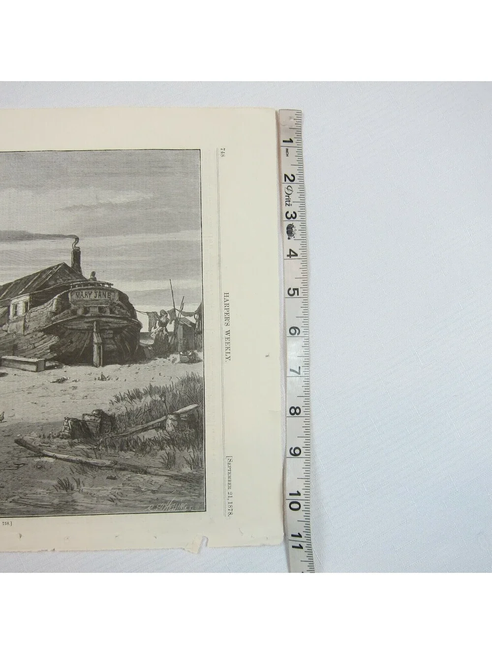 Antique 1878 Print A Fisherman’s Home By The Sea, F.S. Church, Harper’s Weekly